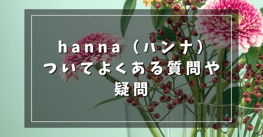 hanna（ハンナ）ついてよくある質問や疑問
